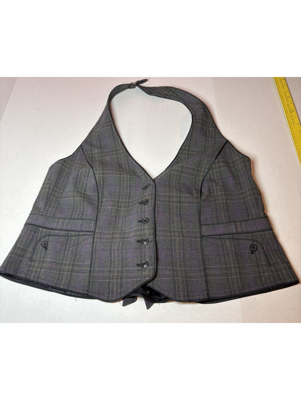 Lane Bryant Tweed Vest Plus Size 20 Y2K Gray/Purple Officecore
